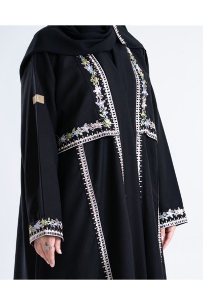 aljmal alraqi abaya Loulia Abaya with Elegant Crepe Fabric and Feminine Embro...