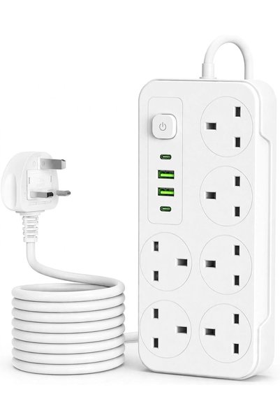 Generic 6 Way Extension Socket Power Strip, 2 USB-C & 2 USB-A Ports, UK Plug,...