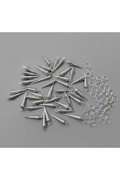Corvus kolye&bileklik Gümüş renkli paslanmaz alaşım sivri uçlu (konik) kolye/küpe halka bağlayıcı süsleme aksesuarı 50 adet 3 cm