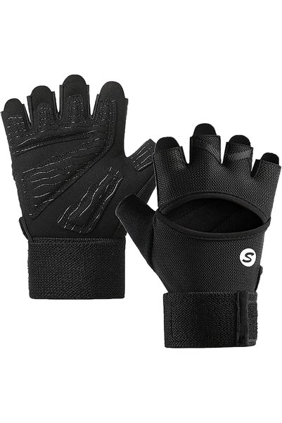 Generic Men Workout Gloves with Wrist Wrap Support Weight Lifting Gloves for ...