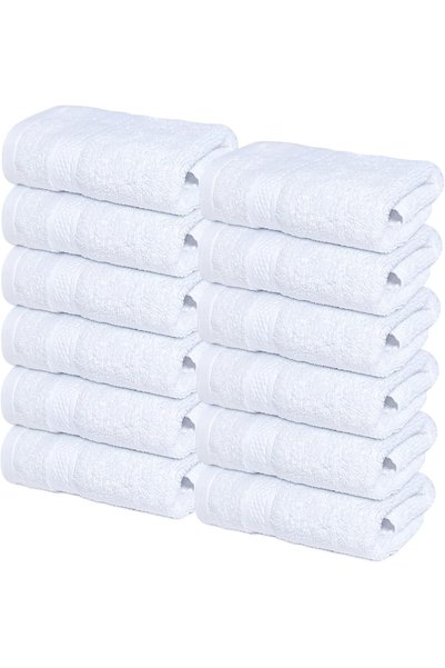 Generic [12 Pack] Premium Brilliant White Wash Cloths and Face Towels, 33cm x...