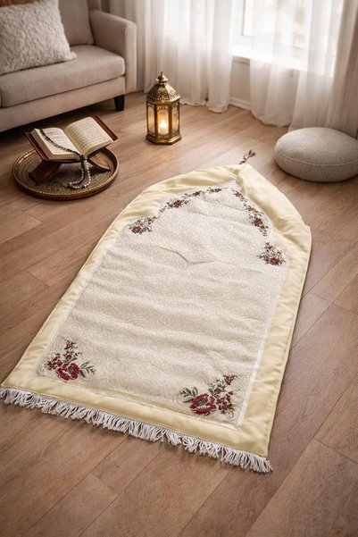 Generic سجادة صلاة – تصميم ناعم مع تطريز أنيق وجودة فائقة (بيج، 50×70)