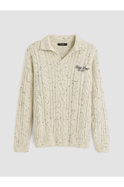 LC Waikiki Polo Collar Embroidered Men's Knit Sweater