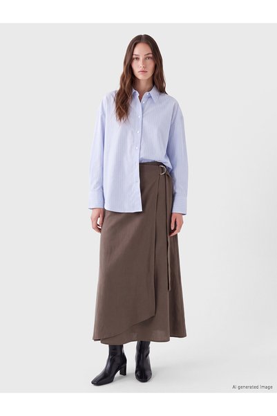 LC Waikiki TWO MT SHOP QUALITY LCW Modest Khaki Solid Midi Women's Skirt