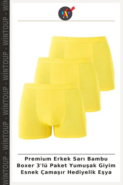 Wintoup Premium Men's Yellow Bamboo Boxer 3-Pack: Soft, Comfortable, and Stre...