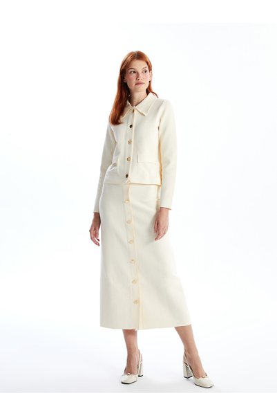 LC Waikiki TWO MT SHOP QUALITY LCW Modest Beige Knit Skirt Straight-Cut Long ...