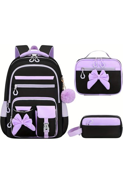 Generic 3pcs Girls Backpack with Lunch Bag & Pencil Case, Kids Teens School B...