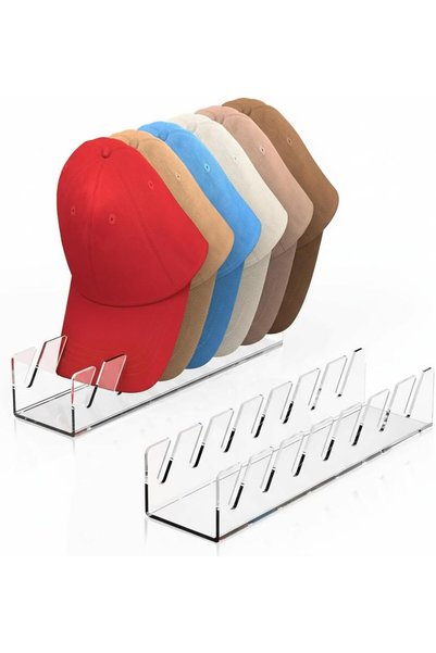 Generic Hat Organizer for Baseball Caps, 2 Pcs No-Install Acrylic Hat Racks, ...