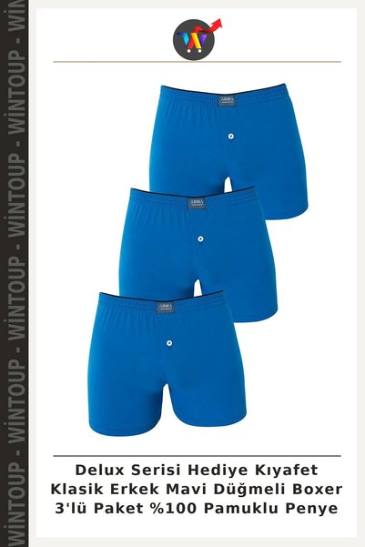 Wintoup Deluxe Series Gift Set: Classic Men's Blue Button-Front Boxer Shorts,...