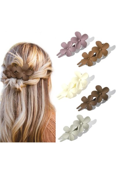 Generic 5 PCS Flower Hair Clips,Matte Non-slip Flat Lay Claw Clips