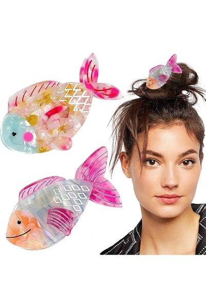 Generic Acrylic Fish Hair Claw Clip, 2PCS Nonslip Acetate Clamps
