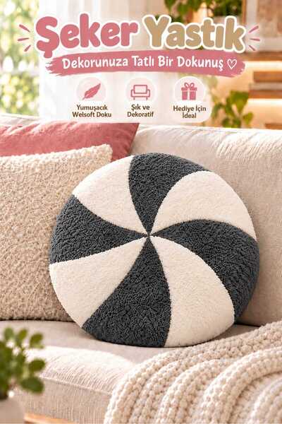 CHIZGY Pernă decorativă rotundă din material poliar fleece Welsoft, moale, că...