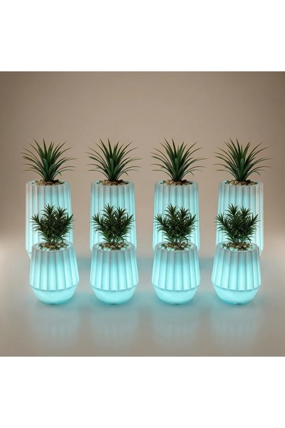 MYASEM STORE Rgb Lighted Bloom Planting Pots Set - 8 Pieces