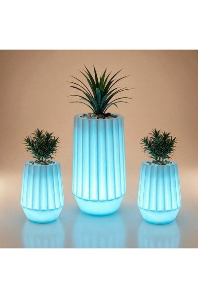 MYASEM STORE Rgb Light-Up Bloom Planting Pots Set - 3 Pieces