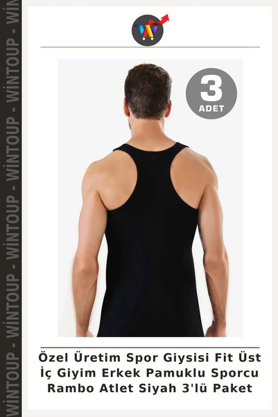 Wintoup Custom-Made Sportswear: Fitted Men's Cotton Rambo Tank Top, Black, 3-...