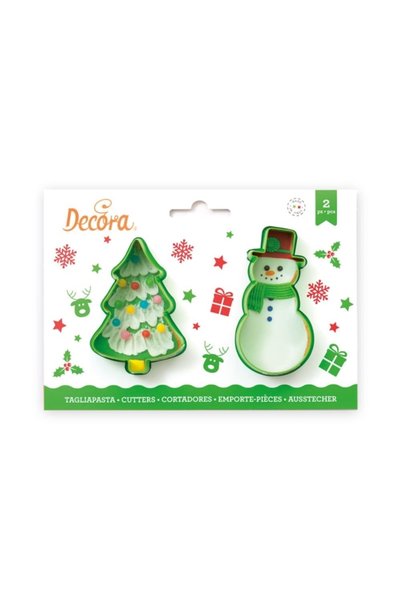 DECORA Set of 2 Christmas Tree and Snowman Cutters