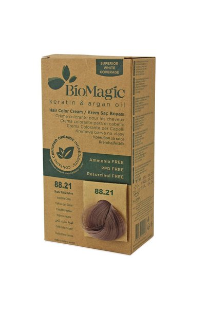 BIOMAGIC Μόνιμη βαφή μαλλιών με κερατίνη και έλαιο αργκάν, απόχρωση 88.21, 25...