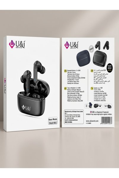 Generic Brand سماعات لاسلكية U&i TWS – صوت قوي مع باس عميق وميكروفون مزدوج مك...