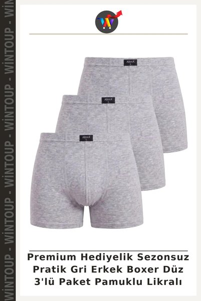 Wintoup Premium Gift Set: All-Season, Practical, Gray Men's Boxer Shorts—Soli...