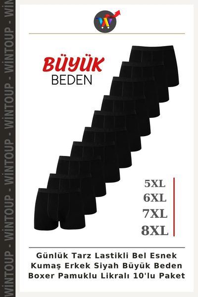 Wintoup Casual-Style Elastic Waistband Stretch Fabric Men's Black Plus-Size B...