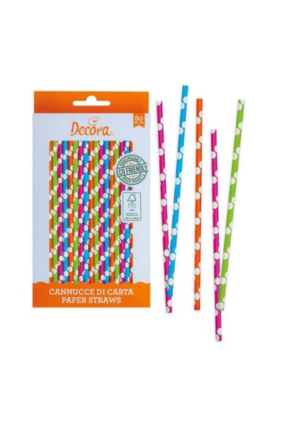 DECORA Multicolor paper straws, 80 pieces