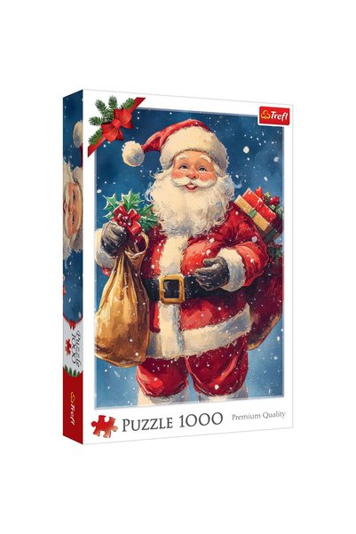 OEM Vintage Christmas Santa Claus with Gift Bag & Mistletoe Puzzle (1000 piec...