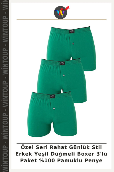 Wintoup Special Edition Comfortable Casual Style Men's Green Buttoned Boxer S...