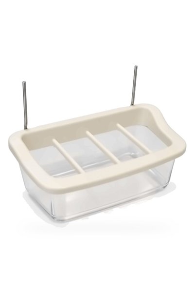 Generic Brand Bird Feeder Cup with Grid - Cream, 11 cm
