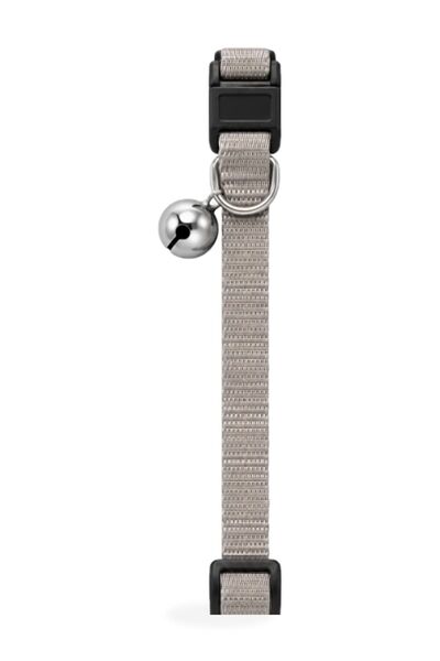 Generic Brand Cat Collar with Bell Plain - Grey, 10 mm x 30 cm