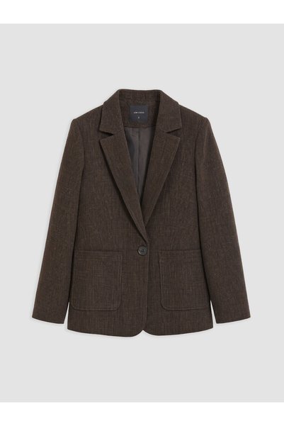 LC Waikiki LCW Vision Brown Melton Plain Standard & Regular Women's Blazer Ja...