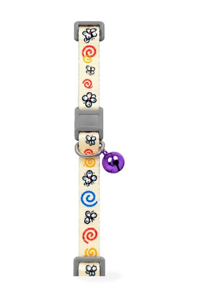 Generic Brand Cat Collar with Bell Swirl - Cream, 10 mm x 30 cm