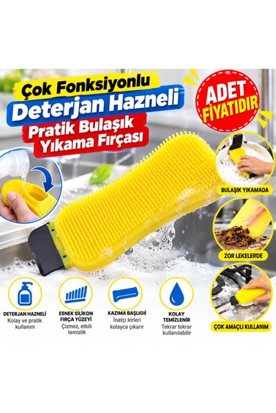 NW NessiWorld Practical Dishwashing Brush with Multi-Functional Detergent Dis...