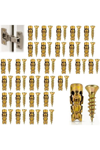 Yelajoy 30 PCS Cabinet Hinge Repair Screws,Metal Expansion Anchor Set