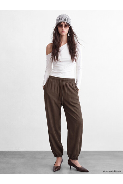 LC Waikiki XSIDE Brown Straight-Leg Comfort & Relax Women's Pants with Elasti...