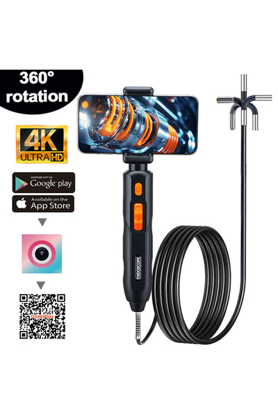 Choice 1m Endoscope-1pcs 360° Articulating Borescope Endoscope Camera 4K UHD ...