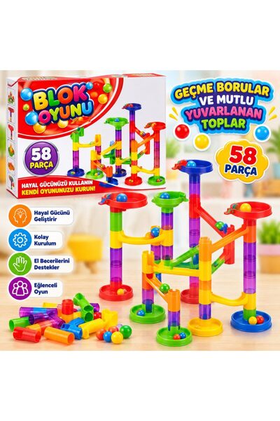 Bezos 8009 Building Block Set, 58-Piece Educational Toy Pipes, BZELDR05