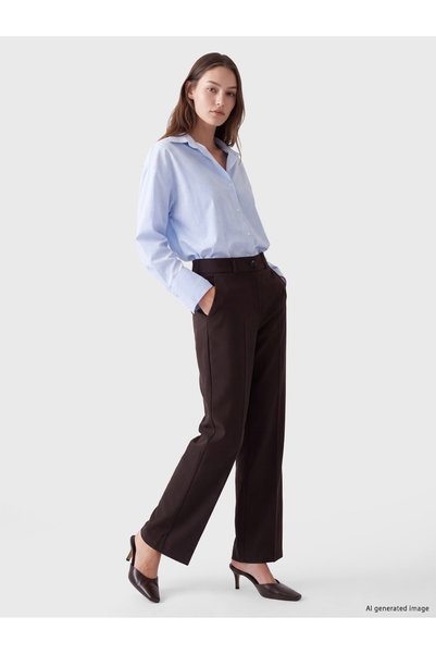 LC Waikiki LCW Modest Brown Straight-Leg Standard & Regular Women's Pants, Fe...