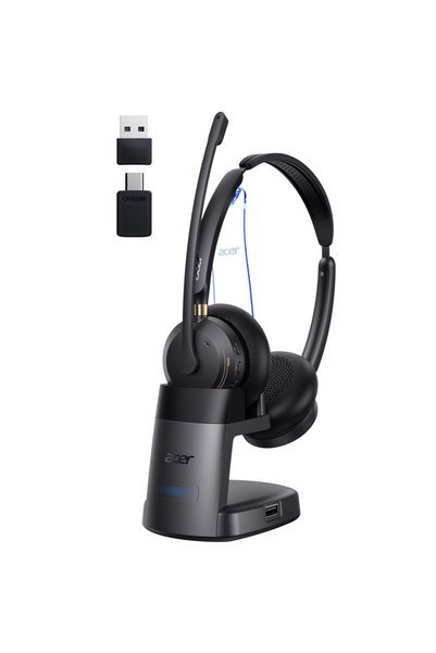 Choice مع قاعدة الشحن، سماعة رأس Acer بتقنية Bluetooth 5.3 و2.4G لمكالمات واج...