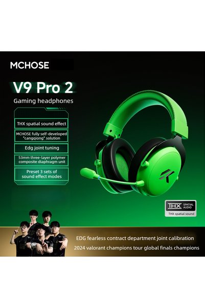 Choice V9 Pro 2 باللون الأخضر — سماعة ألعاب لاسلكية MCHOSE V9 Pro 2 مخصصة للر...