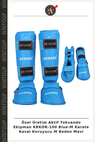 Wintoup Custom-Made Active Gear KRKOR-100 Blue-M Karate Shin Guard, Size M, Blue