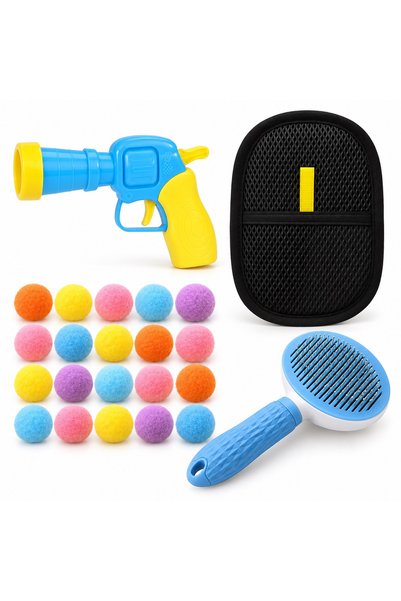 Busstier Ponpon Stop – Cat Toy Gun That Shoots Pom-Poms, plus a Lint Remover ...