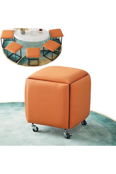 Generic Brand 5 Pcs Rolling Stools for Coffee Table, Space-Saving 360° Rotati...