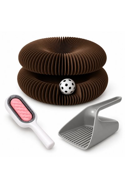 Busstier Accordion Ring – Accordion-Style Cat Toy with Channels, Comb, and Li...
