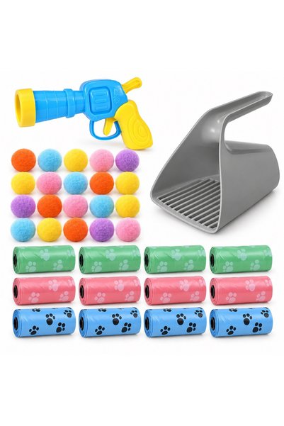 Busstier Pom-Pom Hoop – Cat Toy Gun That Shoots Pom-Poms, Sand Shovel, and Tr...