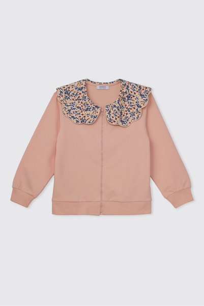 Panço Girl's Zippered Salmon Sweatshirt