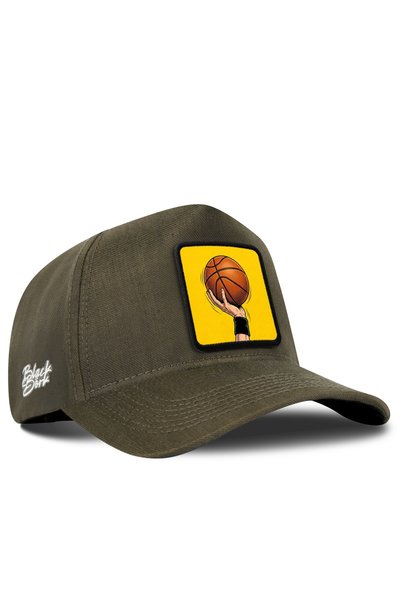BlackBörk Khaki Cordura Baseball Cap with Basketball Logo