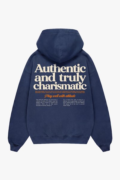 Sekizbiraltı "Truly Charismatic" Printed Indigo Oversized Unisex Hoodie