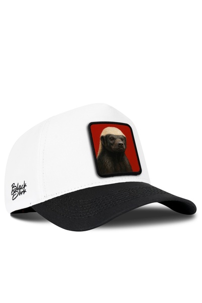 BlackBörk Black-and-White Baseball Cap with the Honey Badger Logo