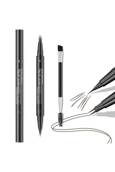 ALMEKAQUZ Curved Eyebrow Pen, 2-in-1 Eyebrow Pencil with 2-Fork and Ultra-Pre...