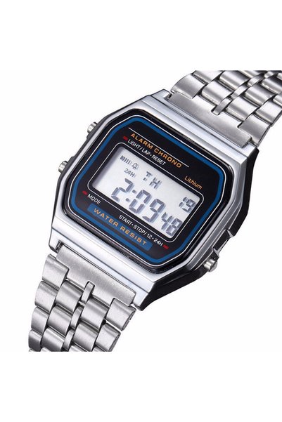 hanzhi LED Watch F91W Steel Band 33mm Square Digital